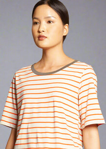 Slim Relaxed Tee Tangerine Stripe