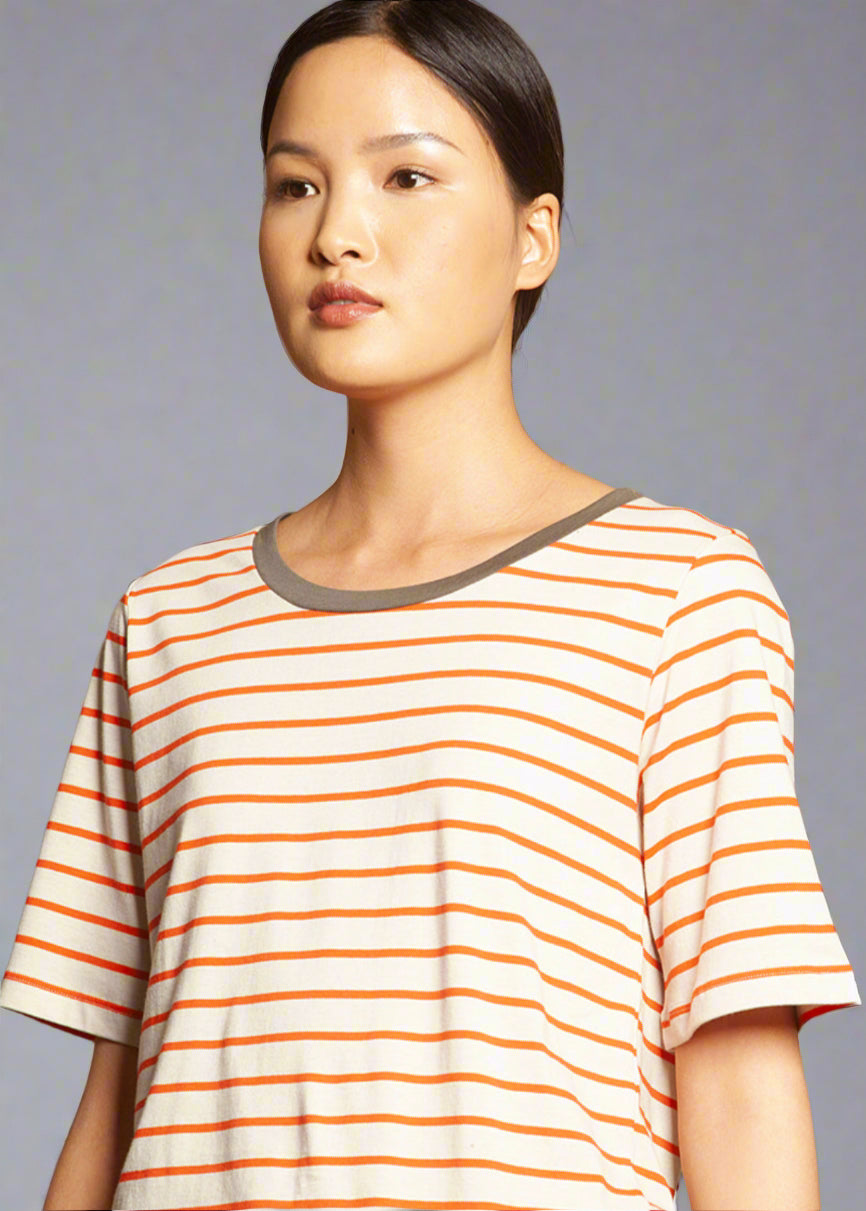 Slim Relaxed Tee Tangerine Stripe