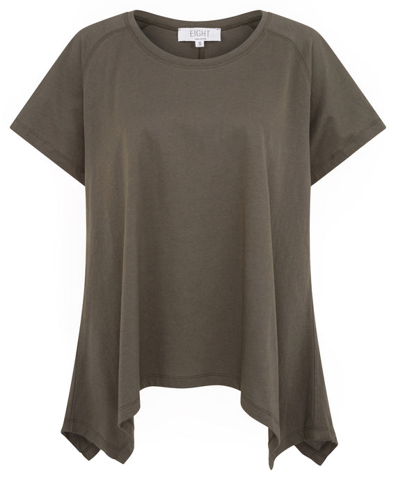 Round Neck Asymmetric Tee Olive