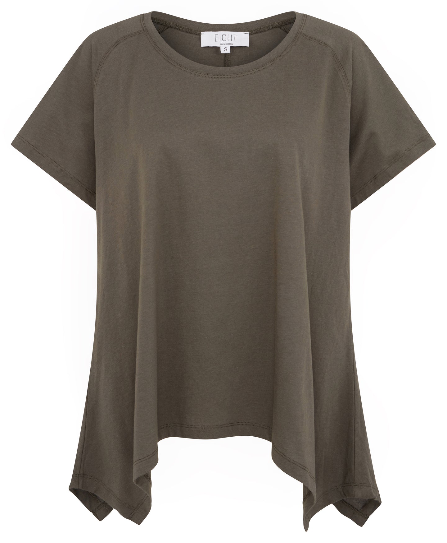 Round Neck Asymmetric Tee Olive